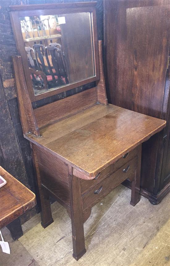 Arts & Crafts dressing chest and mirror, W.2ft 11in.(-)